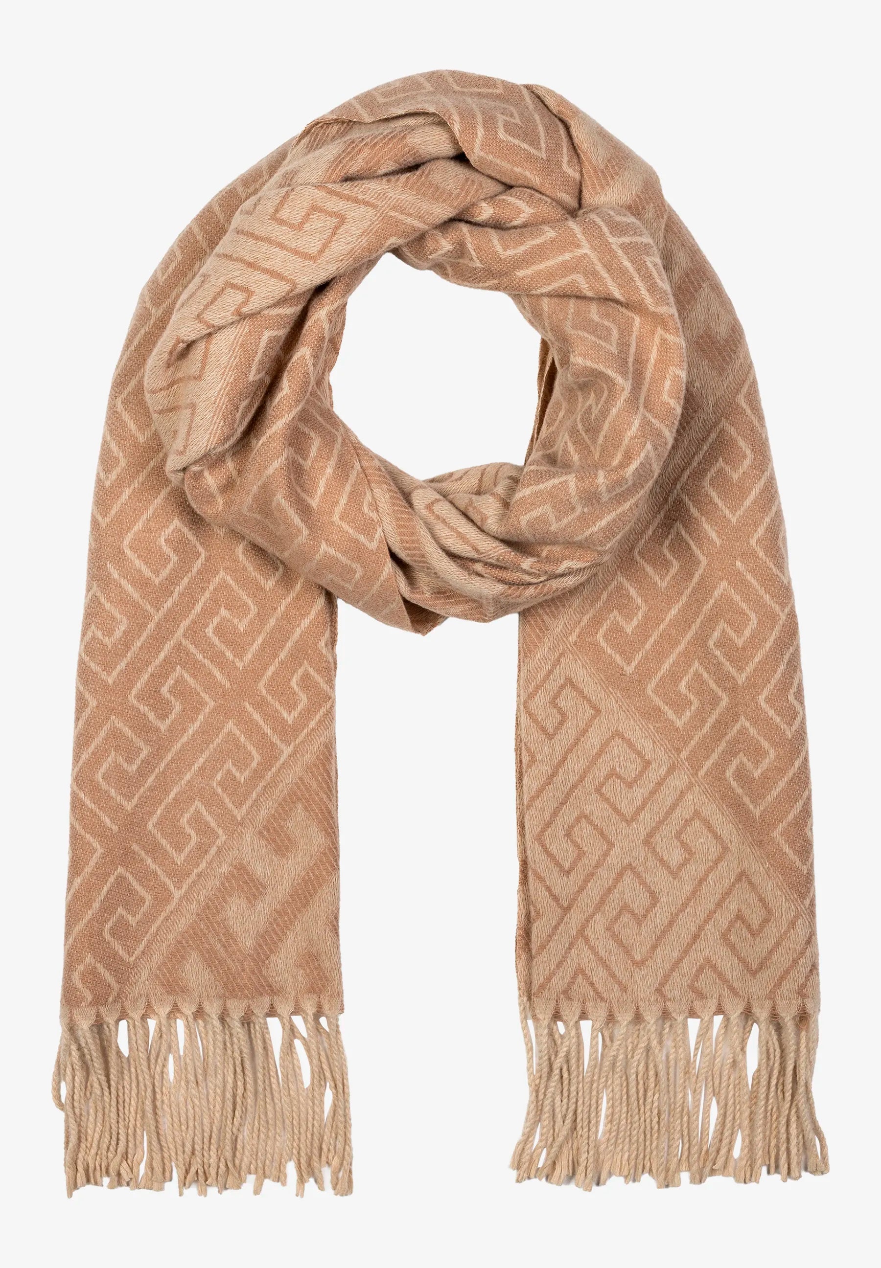 More &amp; More_Woven Jacquard Taupe Melange_Wide Scarf_51109005_2260_05
