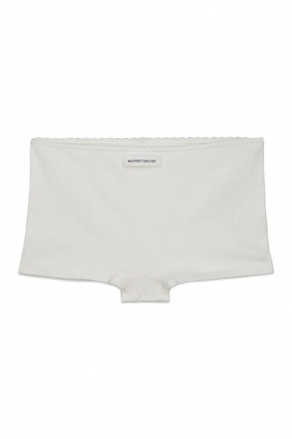 Women Secret_Ivory_White Seamless Ribbed Boxer Panty_5123001_96_07