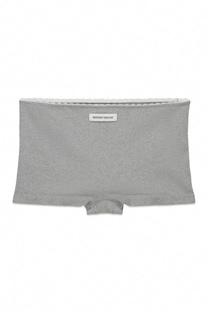 Women Secret_Medium Grey_Grey Seamless Ribbed Boxer Panty_5123002_46_07