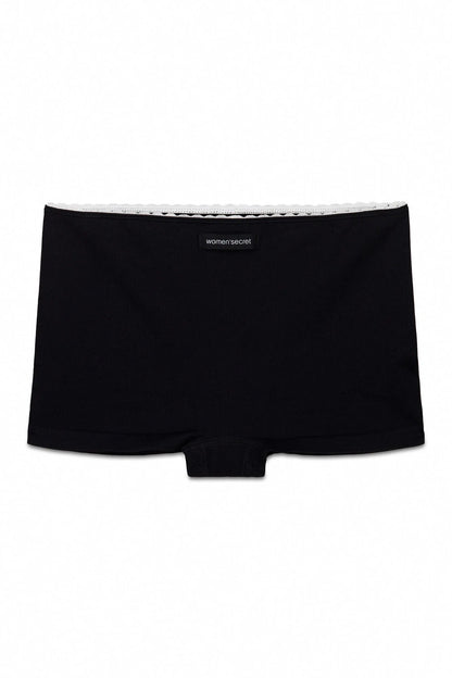 Women Secret_Black_Black Seamless Ribbed Boxer Panty_5123003_01_08