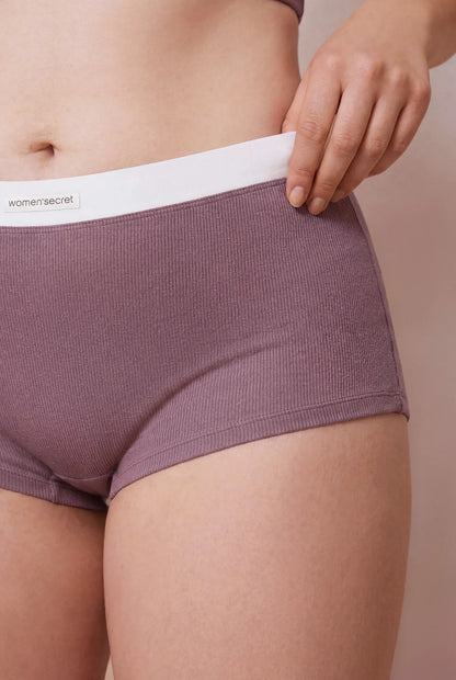 Women Secret Purple/Lilac Women Purple Seamless Ribbed Boxer Panty SKU: 5124046_77 Image 04