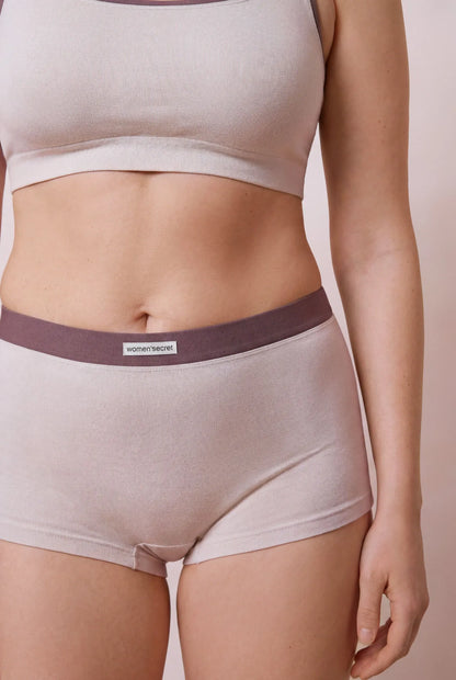 Women Secret Sand Women Beige Seamless Ribbed Boxers SKU: 5124047_37 Image 06