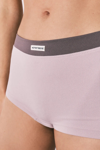 Women Secret Purple/Lilac Women Lilac Seamless Ribbed Boxer Panty SKU: 5124048_75 Image 03
