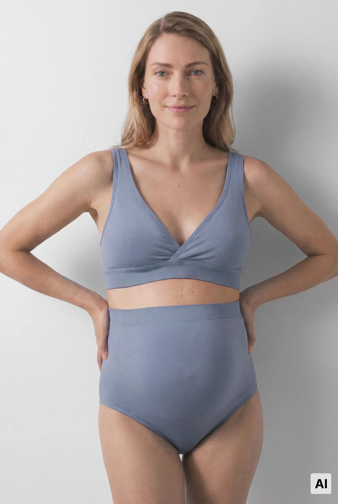 Women Secret Light Blue Women Blue High-Waisted "Maternity" Panty SKU: 5124051_18 Image 01
