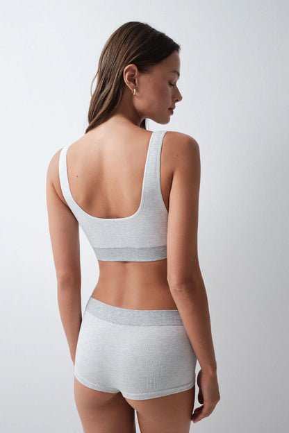 Women Secret Medium Grey Women Grey Seamless Ribbed Boxers SKU: 5124063_46 Image 02