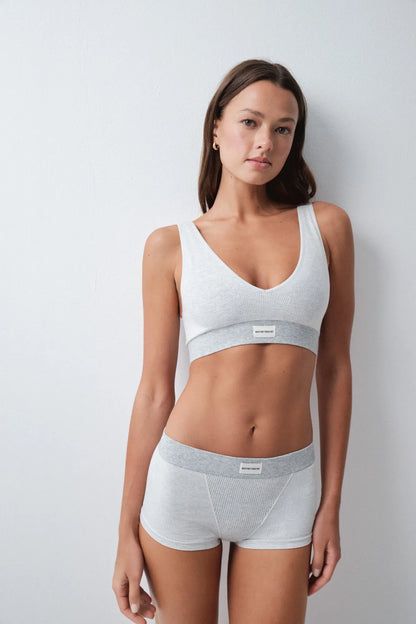 Women Secret Medium Grey Women Grey Seamless Ribbed Boxers SKU: 5124063_46 Image 03