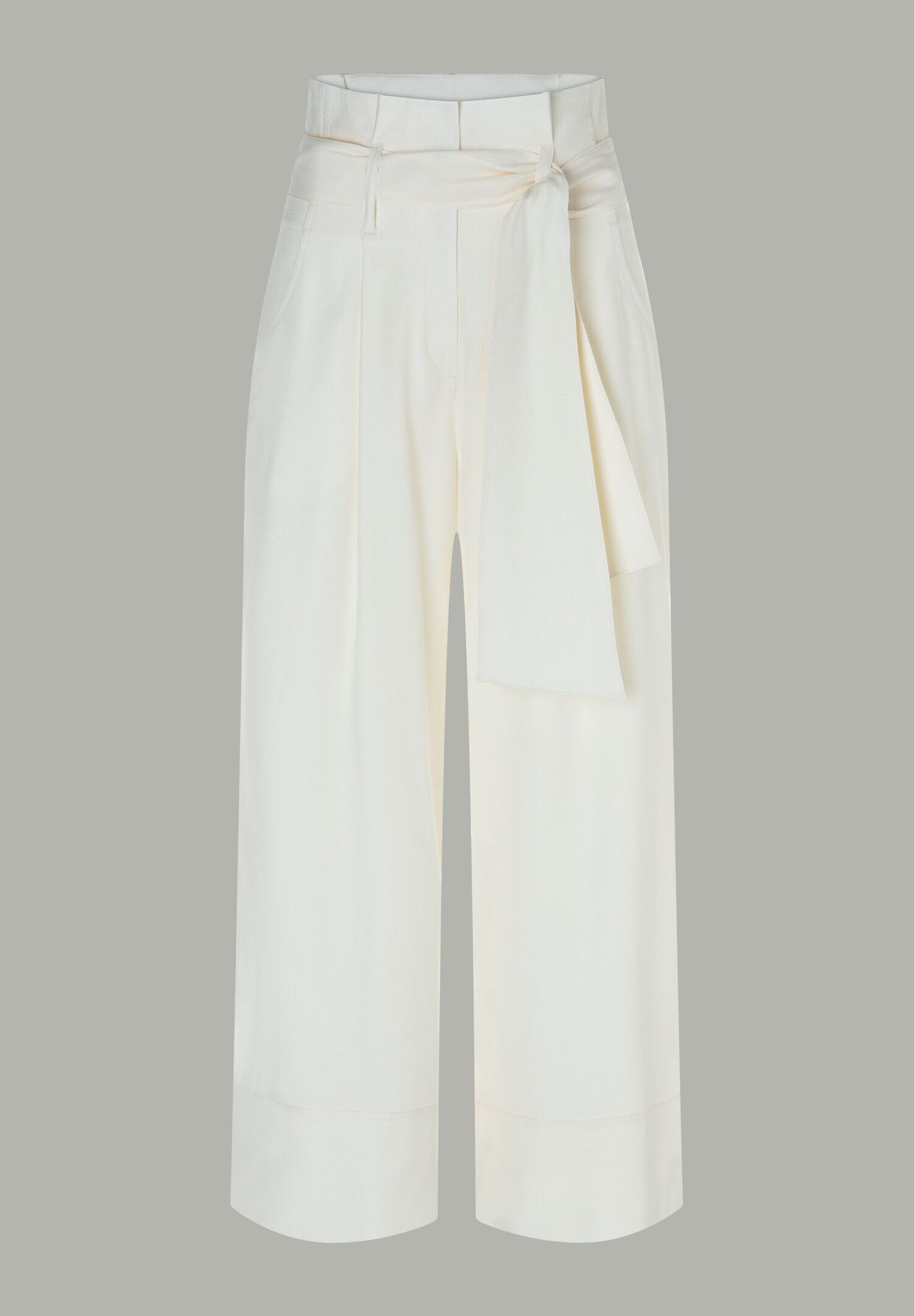 More &amp;  More_Ecru Pants with Fabric Belt_51334070_0041_01