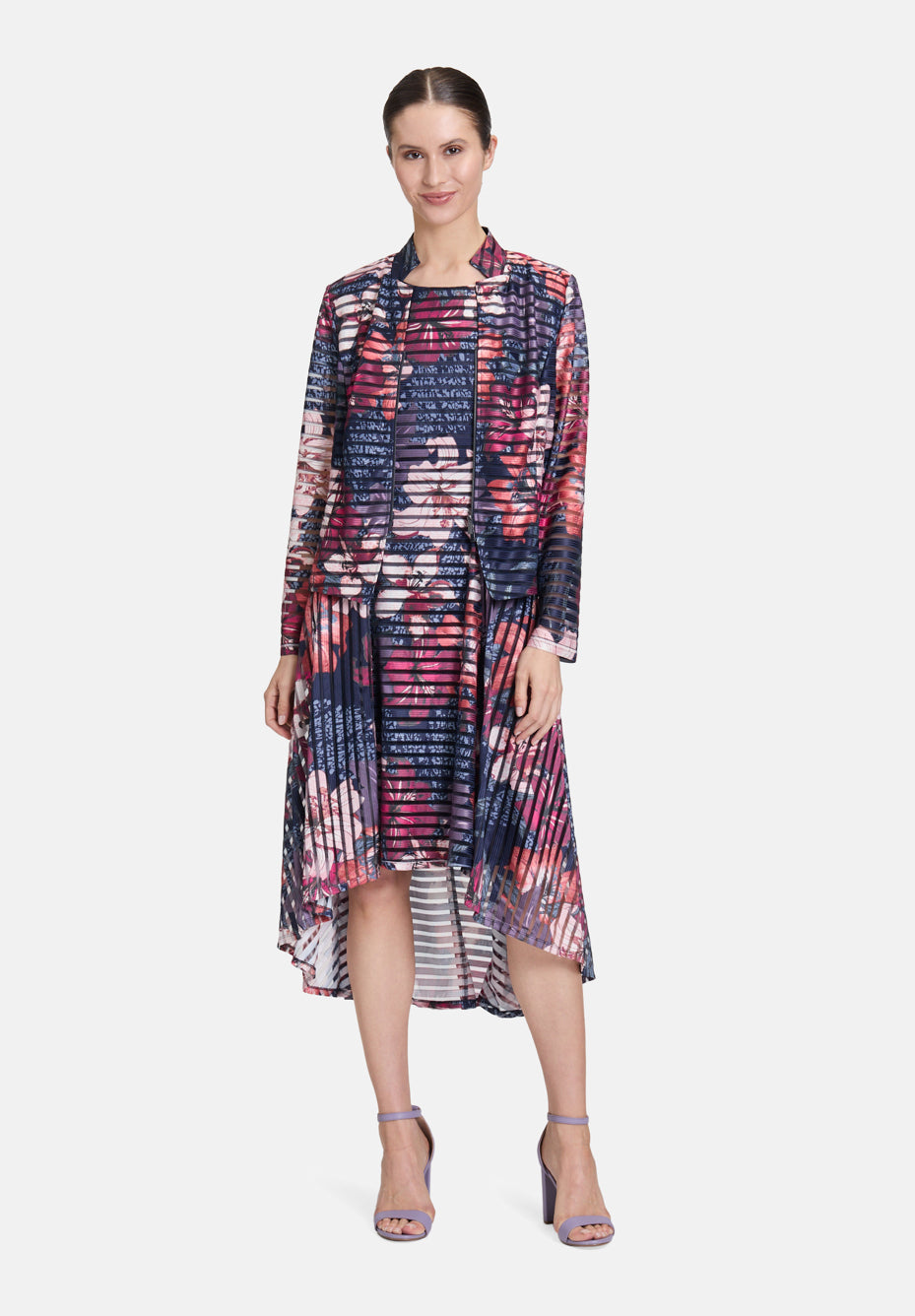 Vera Mont_Dark Blue/Dark Red_Printed Blazer Jacket_5140-4027_8848_02