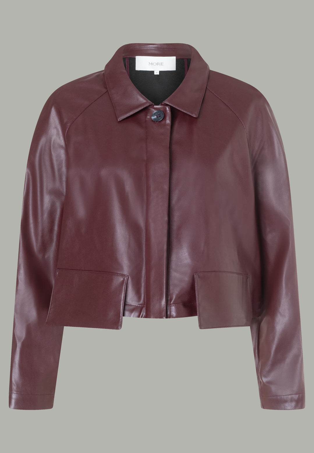 More & More_Dark Wine_Leatherette Short Raglan Jacket_51426094_0574_01