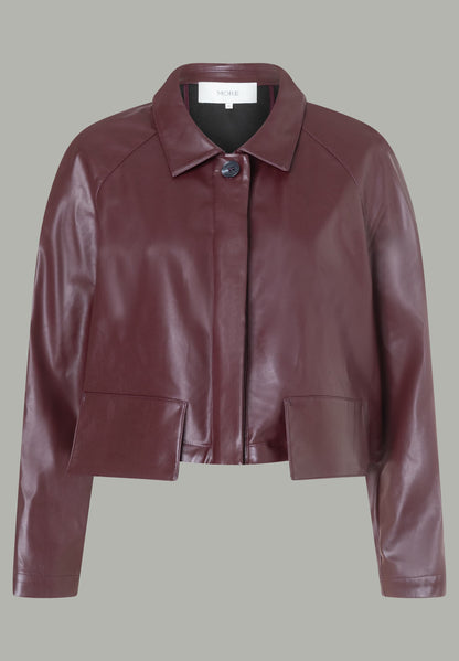 More &amp; More_Dark Wine_Leatherette Short Raglan Jacket_51426094_0574_01