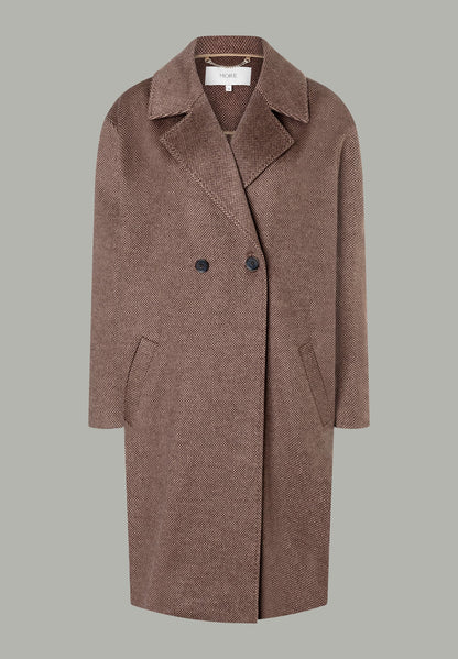 More &amp; More_Camel With Black Check_Micro Check Fluffy Coat_51427091_2244_01