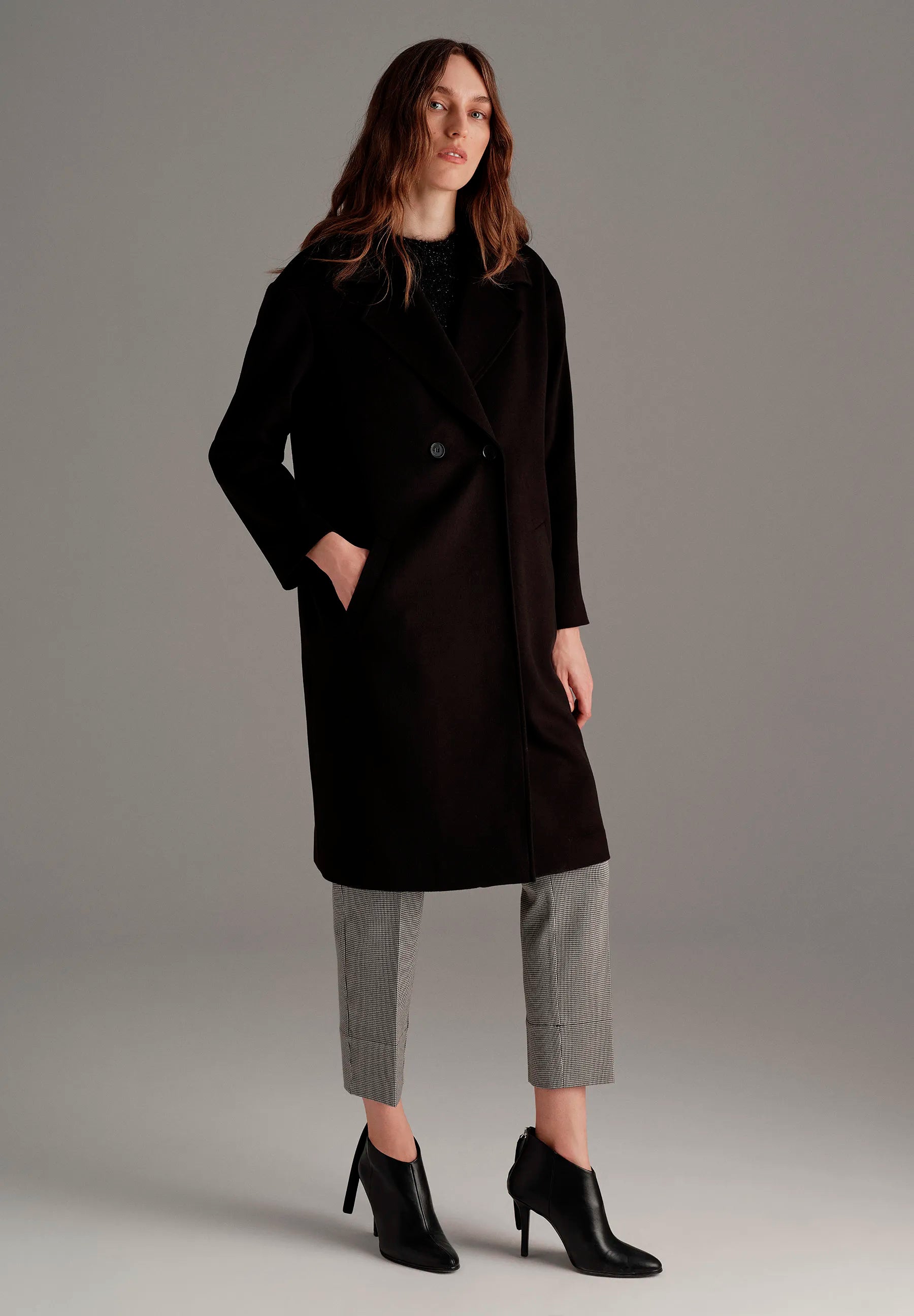 More &amp; More_Black_Double-Breasted Coat_51447090_0790_01