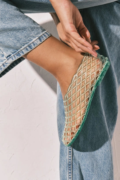 Women Secret_Green_Green Jelly Mesh Effect Sandals_5163220_26_02