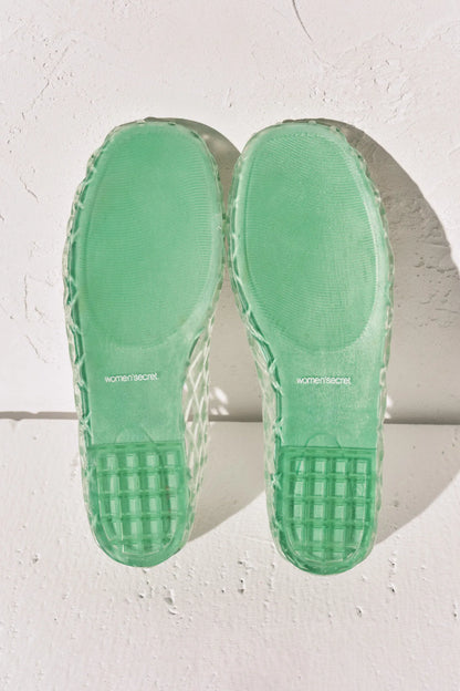 Women Secret_Green_Green Jelly Mesh Effect Sandals_5163220_26_04