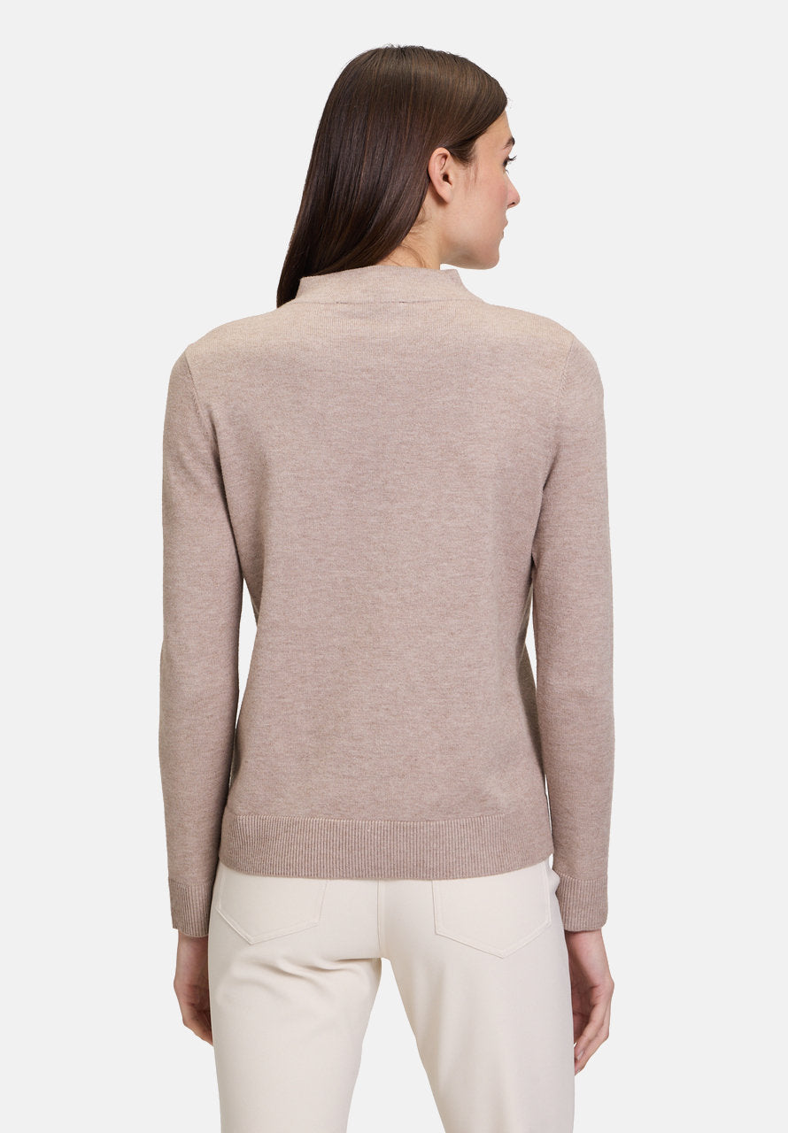 Basic Knitted Sweater with Stand-Up Collar_5179-2907_7718_03