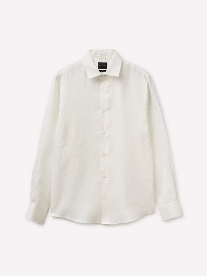 Sisley Creamy white Men Pure Linen Shirt SKU: 51G1SQ05I_074 Image 01