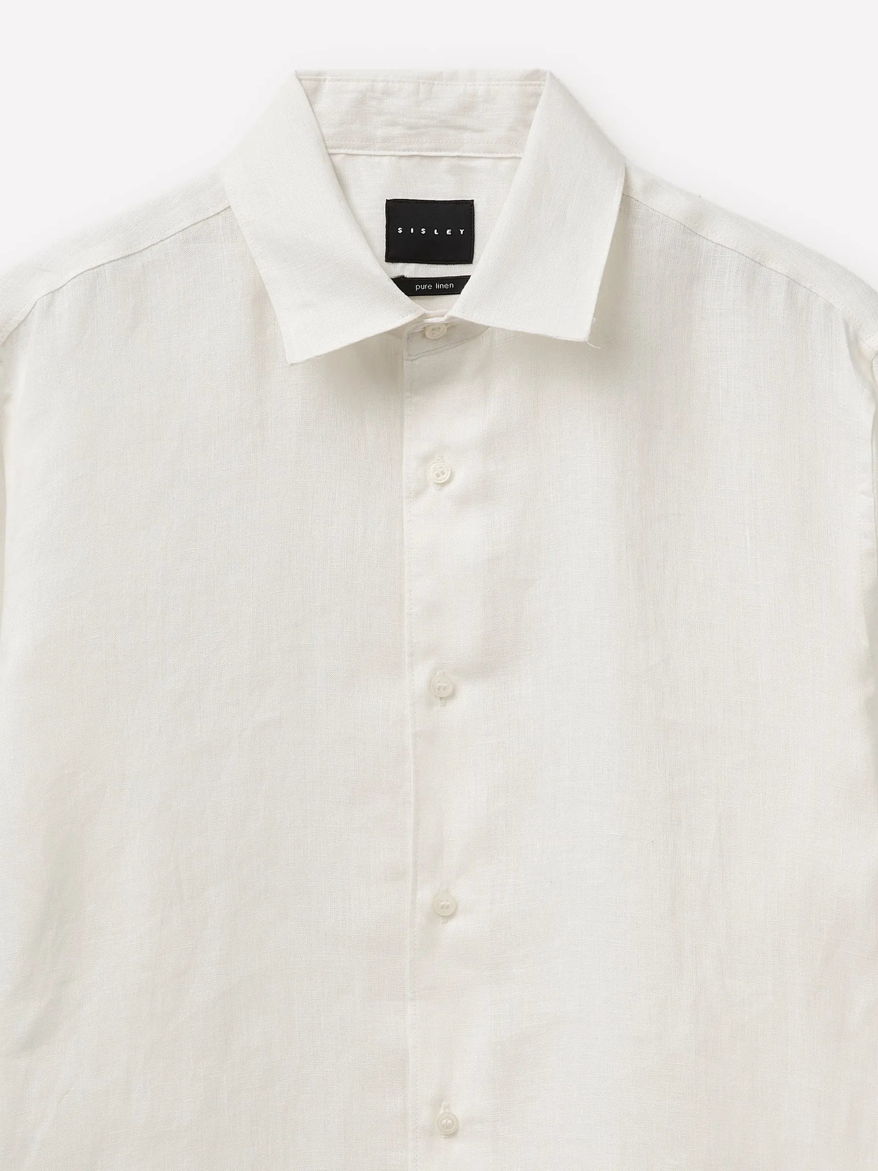 Sisley Creamy white Men Pure Linen Shirt SKU: 51G1SQ05I_074 Image 03