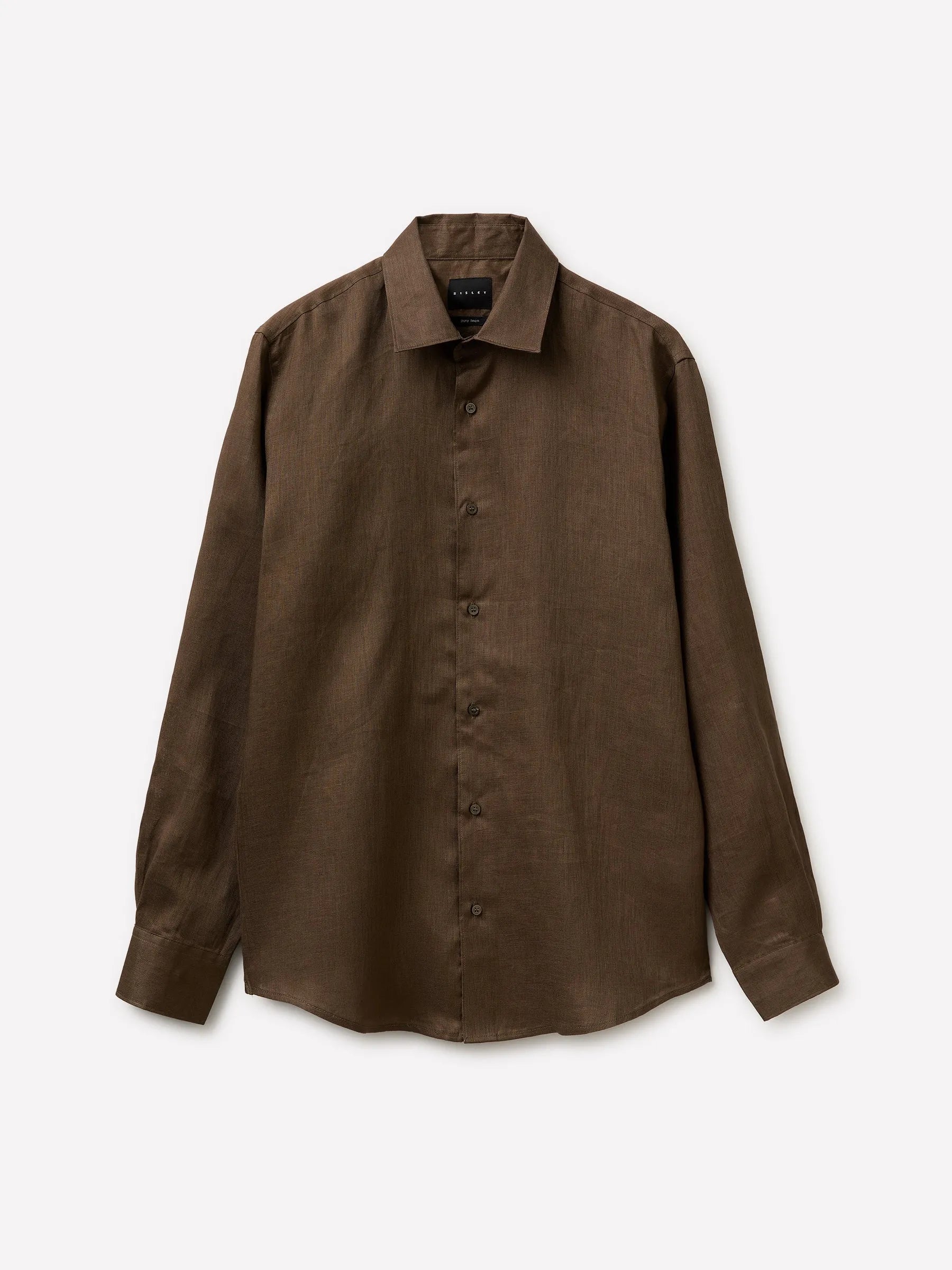 Sisley Dark brown Men Pure Linen Shirt SKU: 51G1SQ05I_118 Image 01
