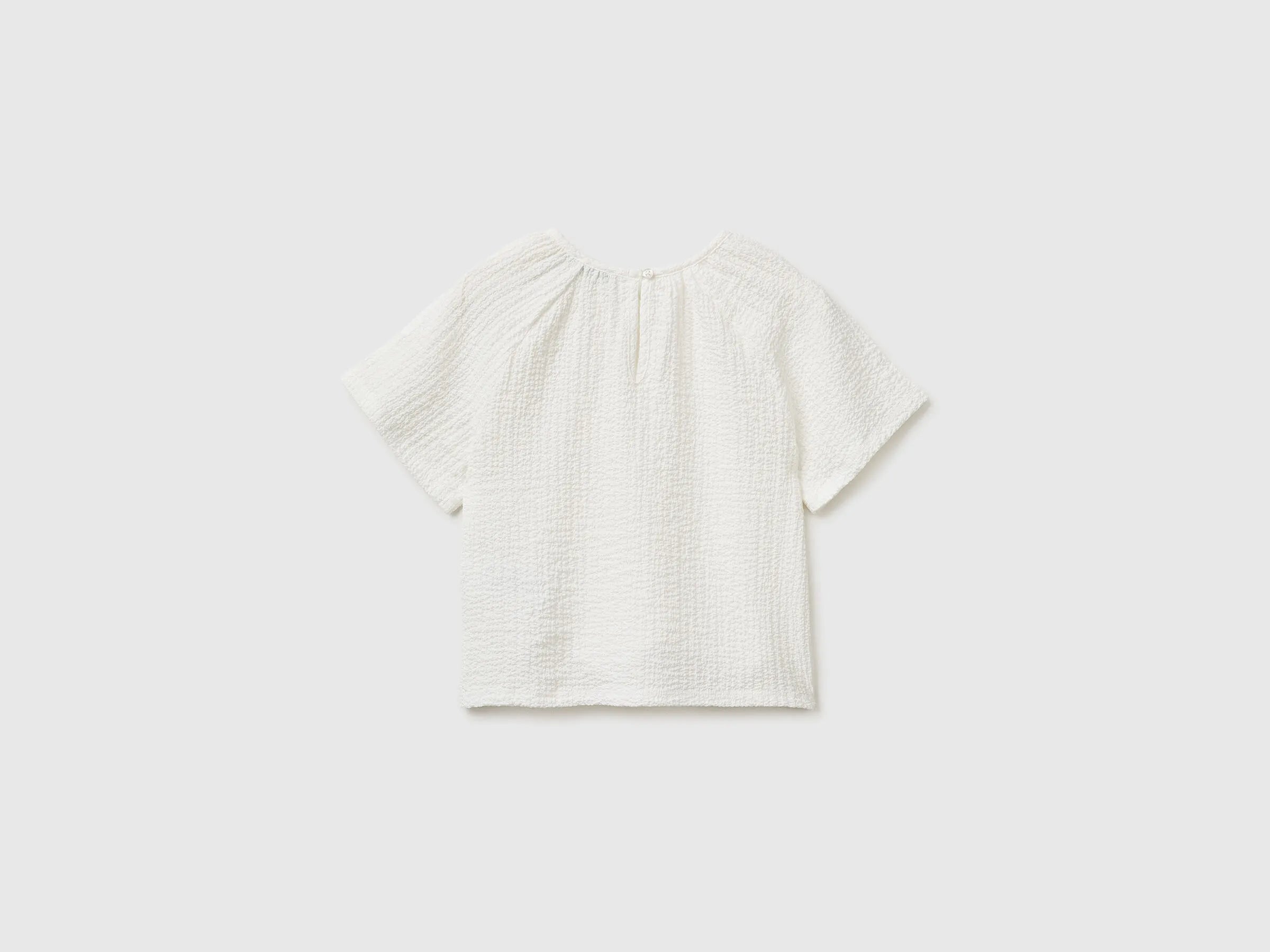 Benetton Creamy White Girls Textured Blouse SKU: 51PTCQ04R_074 Image 02