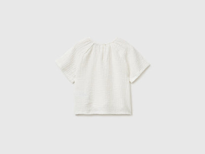 Benetton Creamy White Girls Textured Blouse SKU: 51PTCQ04R_074 Image 02