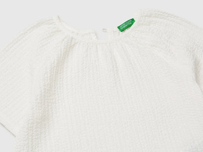 Benetton Creamy White Girls Textured Blouse SKU: 51PTCQ04R_074 Image 03