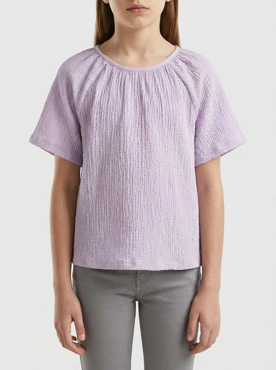 Benetton Pink Girls Textured Blouse SKU: 51PTCQ04R_3G1 Image 00
