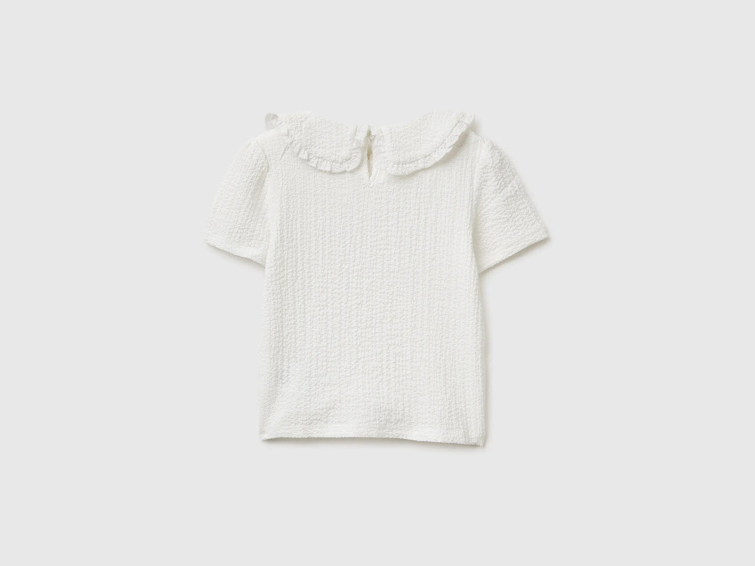 Benetton Creamy White Girls Blouse with Ruffles SKU: 51PTGQ032_074 Image 02