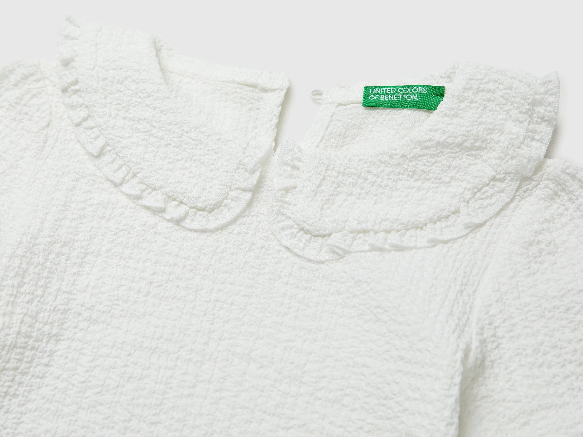 Benetton Creamy White Girls Blouse with Ruffles SKU: 51PTGQ032_074 Image 03