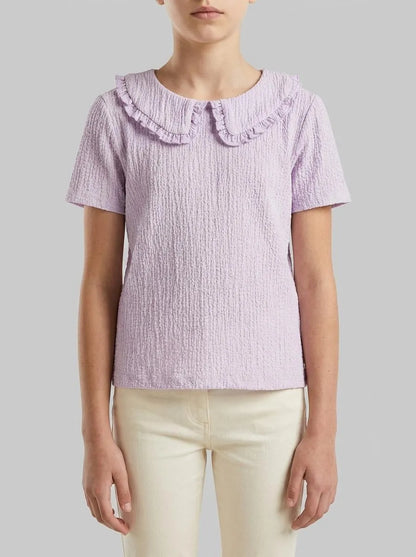 Benetton Lilac Girls Blouse with Ruffles SKU: 51PTGQ032_3G1 Image 00