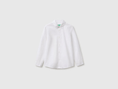 Benetton White Boys 100% Cotton Striped Shirt SKU: 51UACQ056_101 Image 01