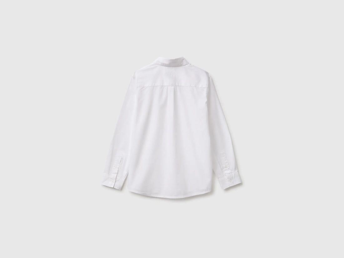 Benetton White Boys 100% Cotton Striped Shirt SKU: 51UACQ056_101 Image 02
