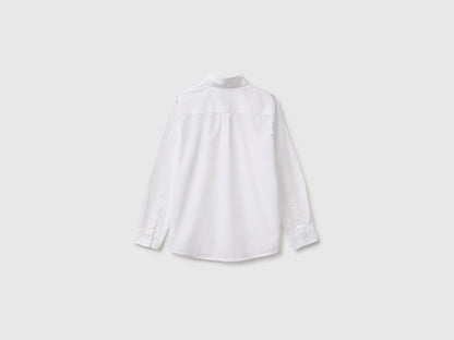 Benetton White Boys 100% Cotton Striped Shirt SKU: 51UACQ056_101 Image 02