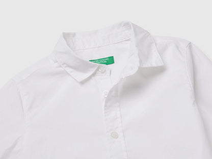 Benetton White Boys 100% Cotton Striped Shirt SKU: 51UAGQ03F_101 Image 03