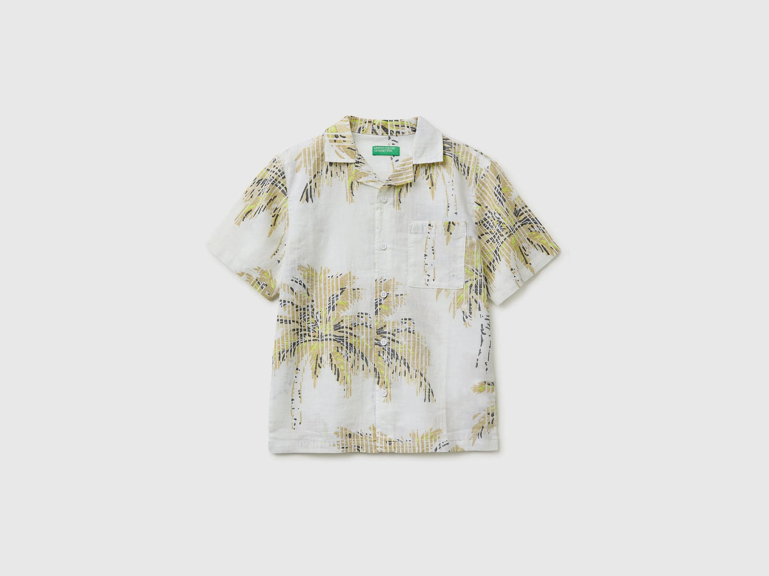 Benetton Light green Boys Shirt with Palm Trees SKU: 51WHCQ053_73V Image 01