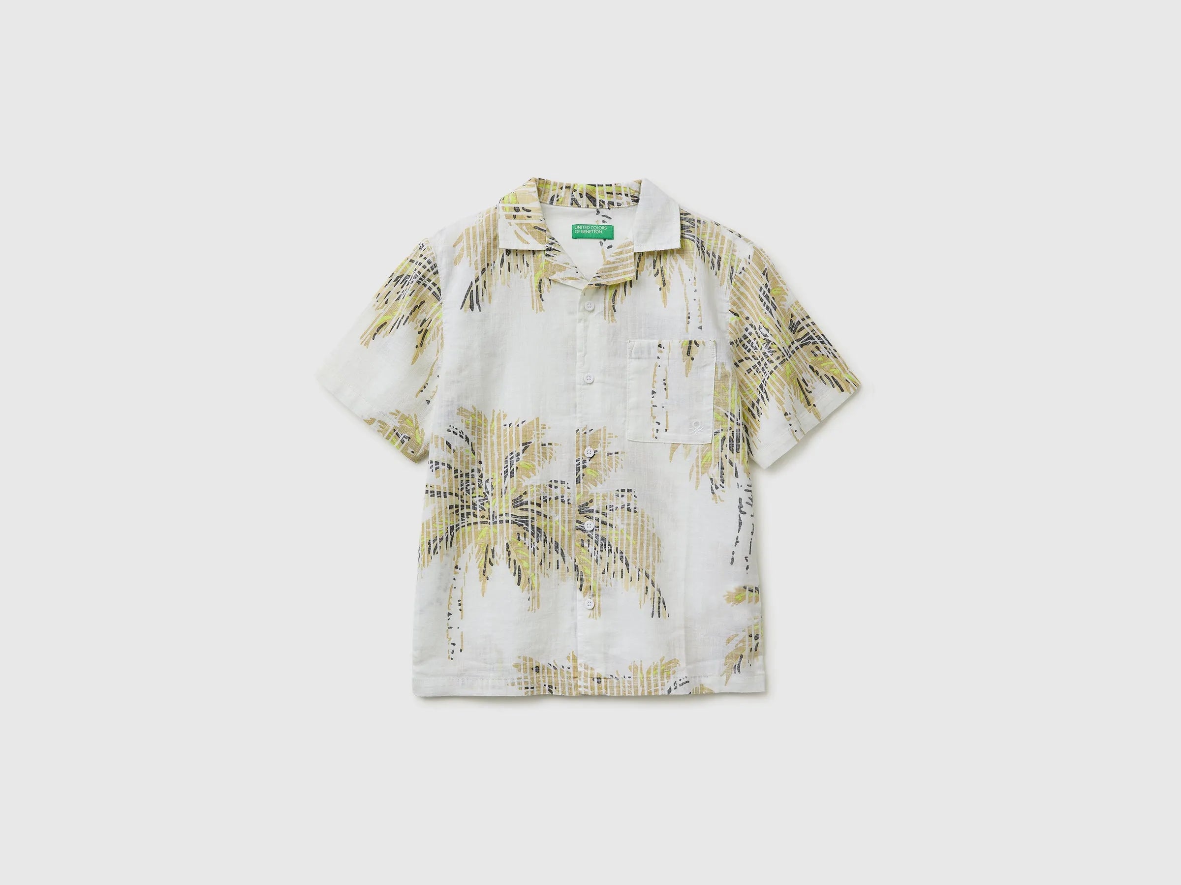 Benetton Light green Boys Shirt with Palm Trees SKU: 51WHCQ053_73V Image 01