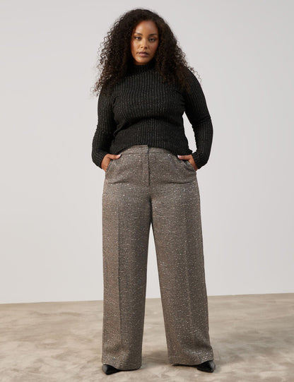 Wide Trousers with A Herringbone Pattern and Sequins Carlotta_520522-21161_7451_01