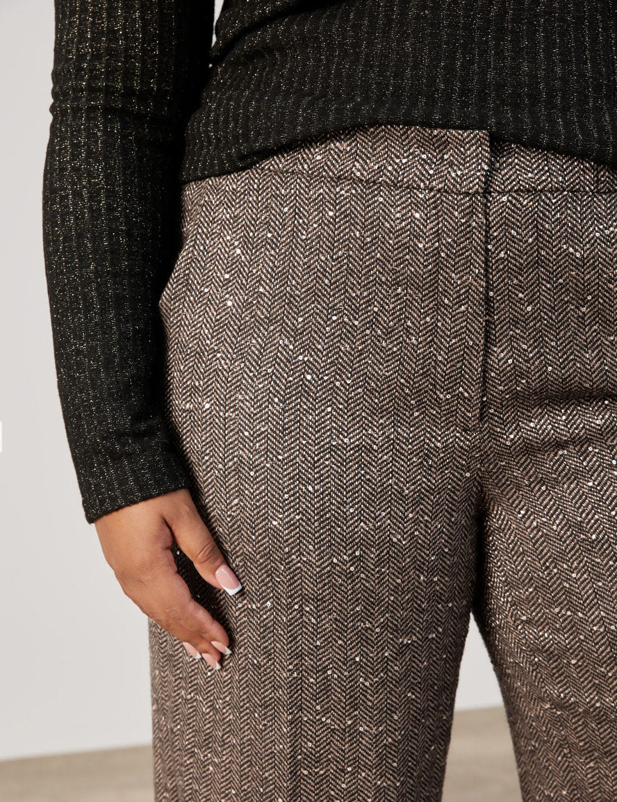 Wide Trousers with A Herringbone Pattern and Sequins Carlotta_520522-21161_7451_04