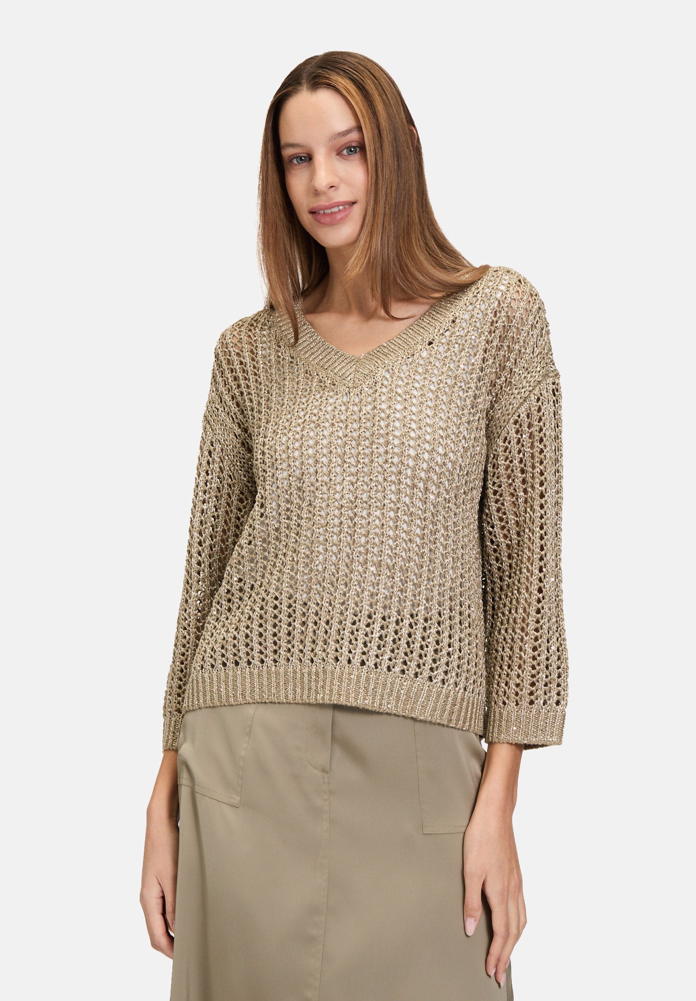 Betty Barclay_Eyelet Knit Sweater with Sequins_5236-1128_7366_01