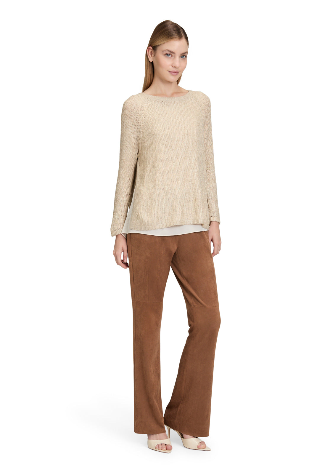 Betty Barclay_Pastel Sand_Knitted Pullover Short 3/4 Sleeve_5271-1429_9104_02