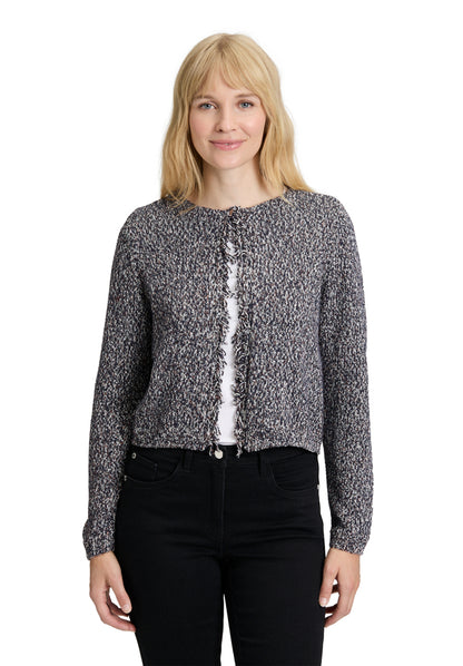 Betty Barclay_Dark Blue/Brown_Knitted Jacket Short 1/1 Sleeve_5273-1432_8876_01