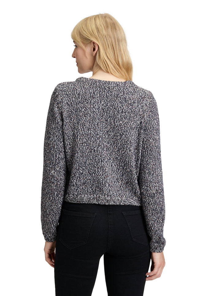 Betty Barclay_Dark Blue/Brown_Knitted Jacket Short 1/1 Sleeve_5273-1432_8876_03