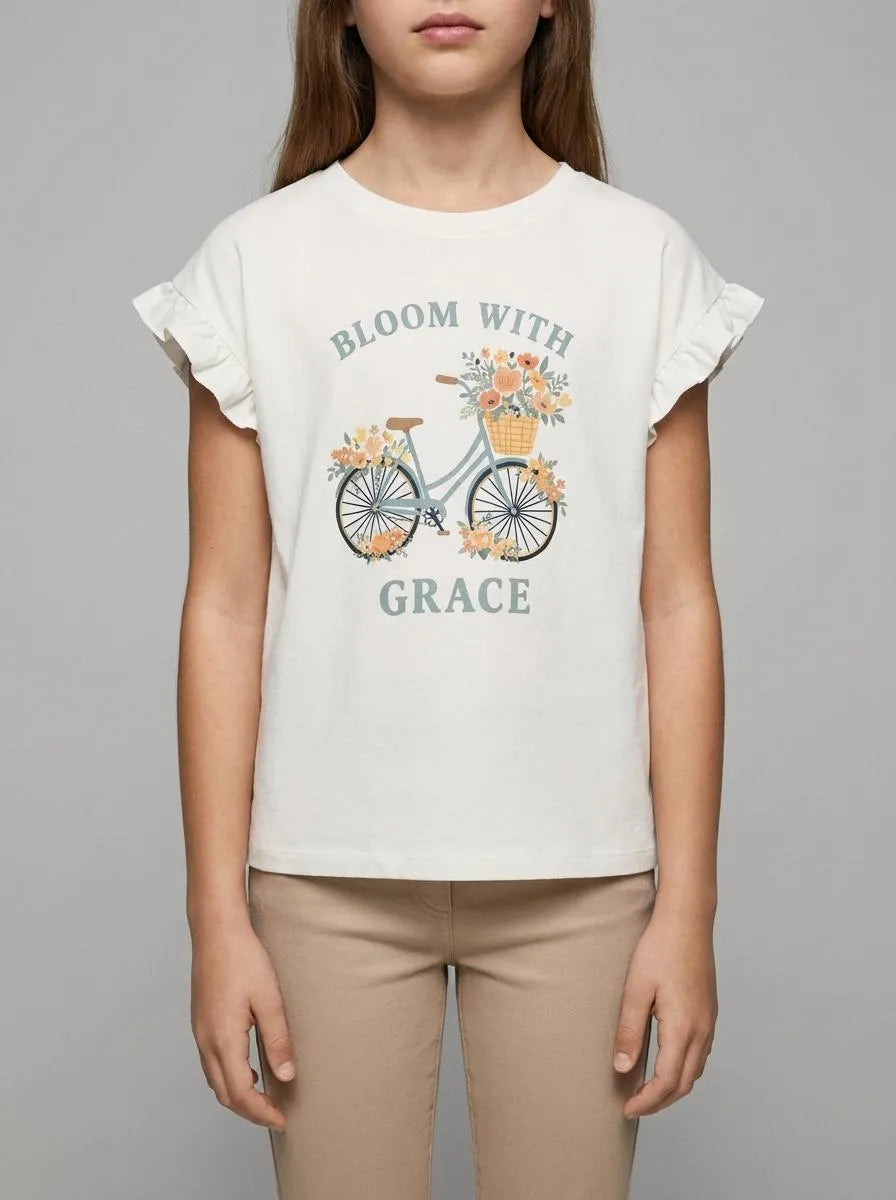 Springfield White Girls Bike Short-Sleeved T-Shirt SKU: 5283083_96 Image 00