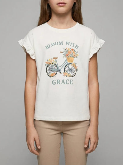 Springfield White Girls Bike Short-Sleeved T-Shirt SKU: 5283083_96 Image 00