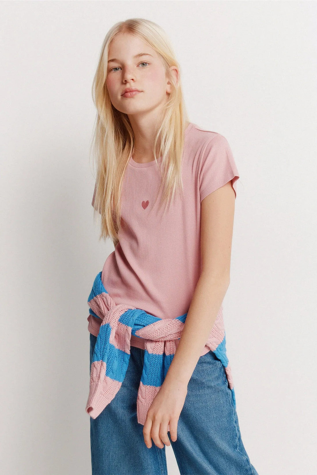 Springfield Pink Girls Ribbed Short Sleeve T-Shirt SKU: 5283086_71 Image 01