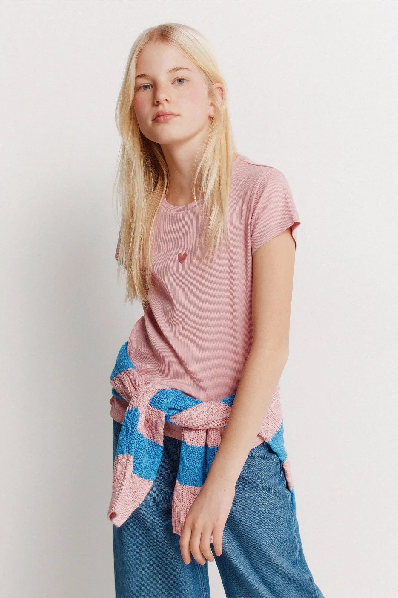 Springfield Pink Girls Ribbed Short Sleeve T-Shirt SKU: 5283086_71 Image 01