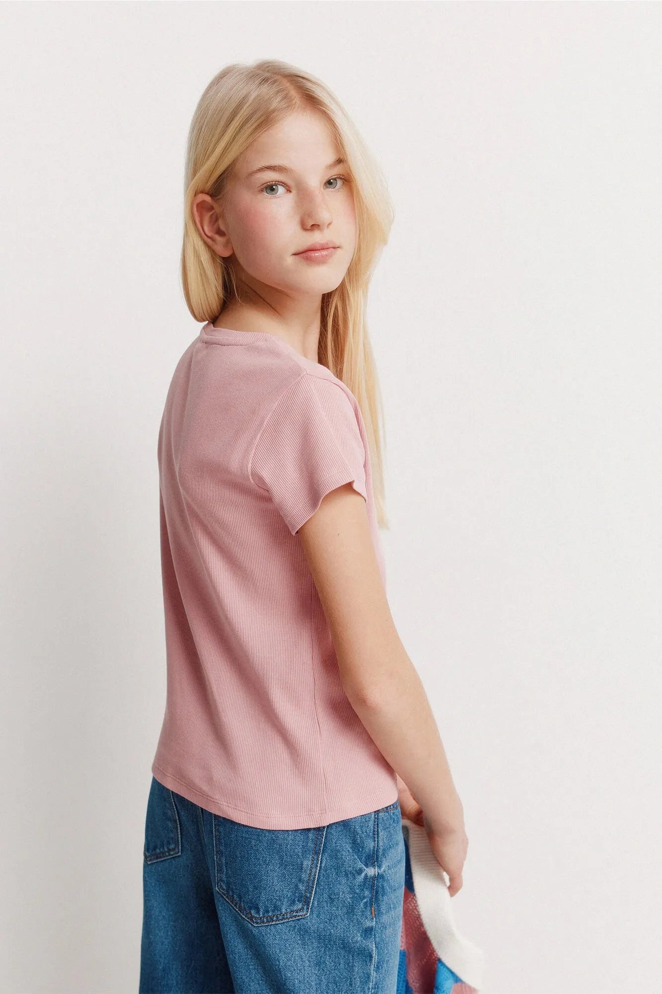 Springfield Pink Girls Ribbed Short Sleeve T-Shirt SKU: 5283086_71 Image 06