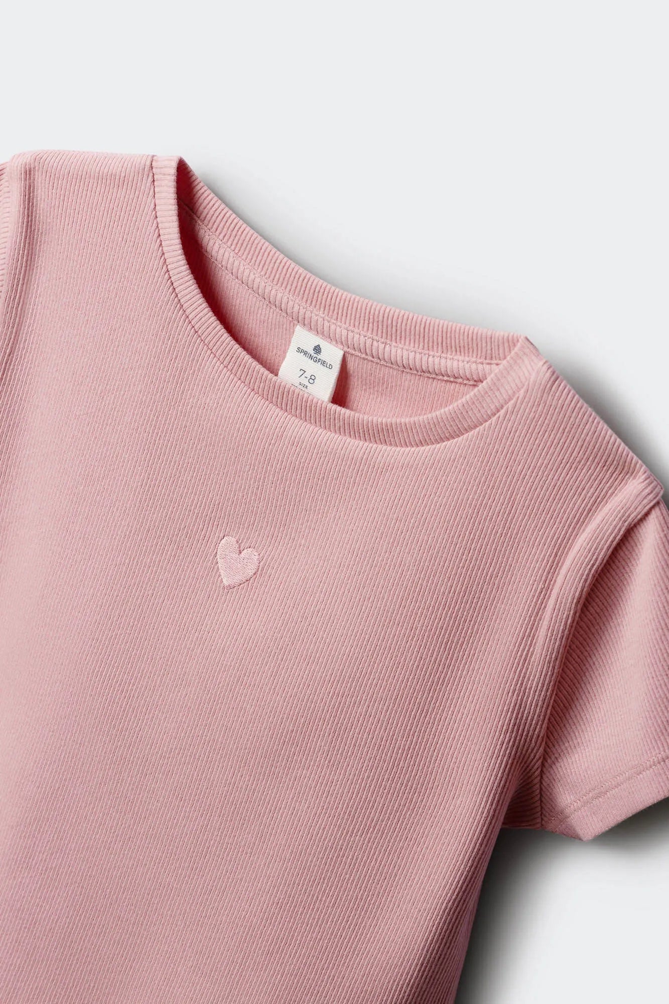 Springfield Pink Girls Ribbed Short Sleeve T-Shirt SKU: 5283086_71 Image 07