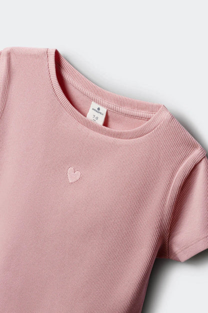 Springfield Pink Girls Ribbed Short Sleeve T-Shirt SKU: 5283086_71 Image 07
