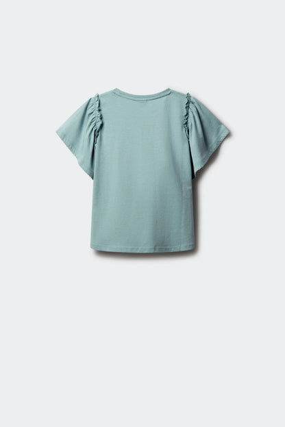 Springfield Green Girls Ruffled Short Sleeve T-Shirt SKU: 5283089_29 Image 02