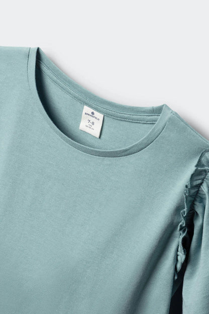 Springfield Green Girls Ruffled Short Sleeve T-Shirt SKU: 5283089_29 Image 03